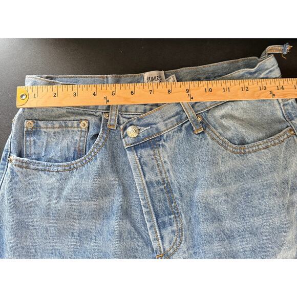 PRINCESS POLLY Sz 6 Trendy Asymmetric Straight Leg Lt Wash Oversized Denim Jeans - Picture 6 of 15
